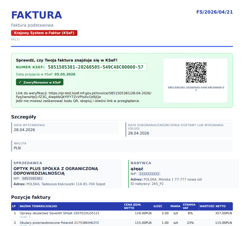Podgląd faktury