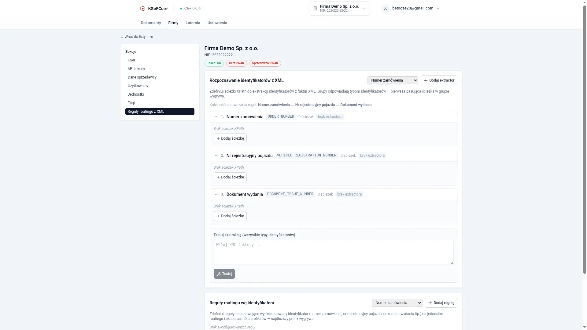 KSeFCore - routing dokumentów